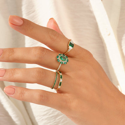 Emerald Floral Ring in Gold