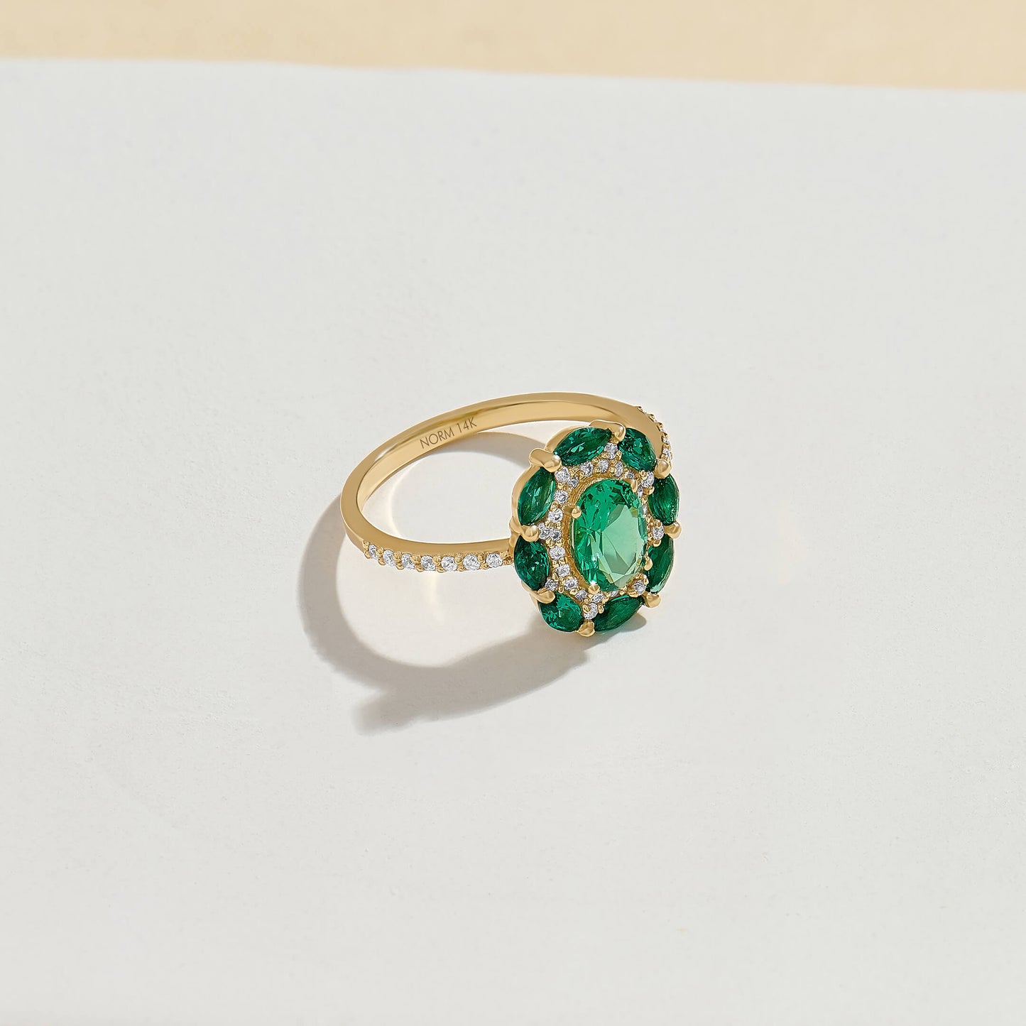 Emerald Floral Ring in Gold