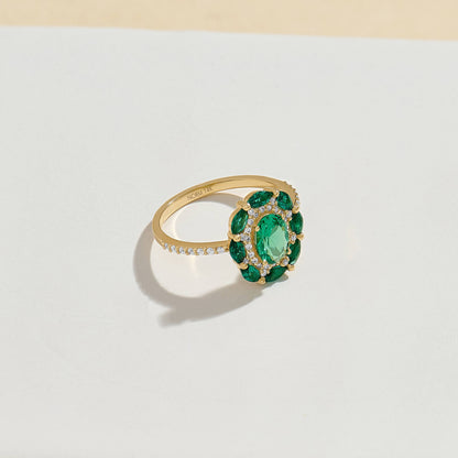 Emerald Floral Ring in Gold