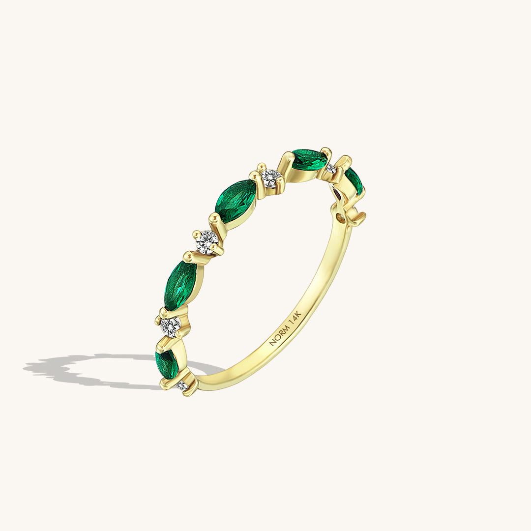 Emerald Marquise Band Ring in Gold