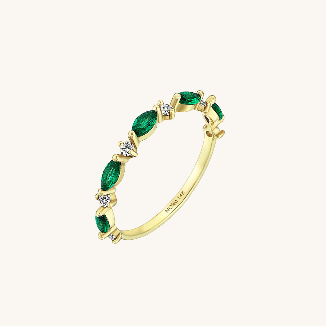 Emerald Marquise Band Ring in Gold
