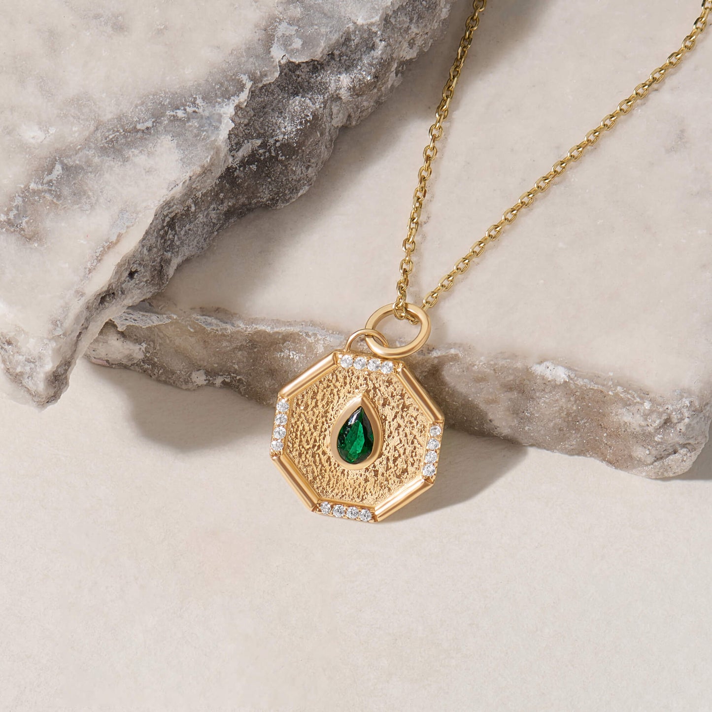 Emerald Octagon Necklace in Gold
