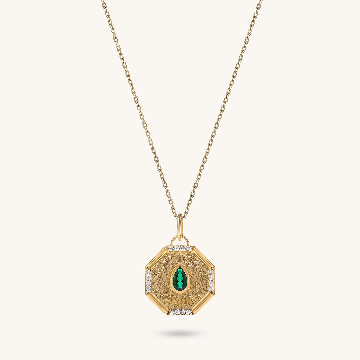 Emerald Octagon Necklace in Gold