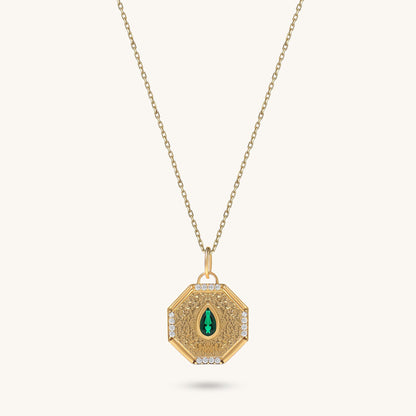 Emerald Octagon Necklace in Gold