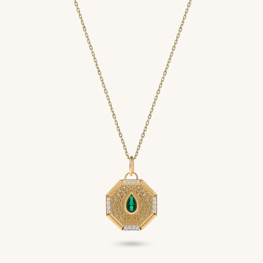 Emerald Octagon Necklace in Gold