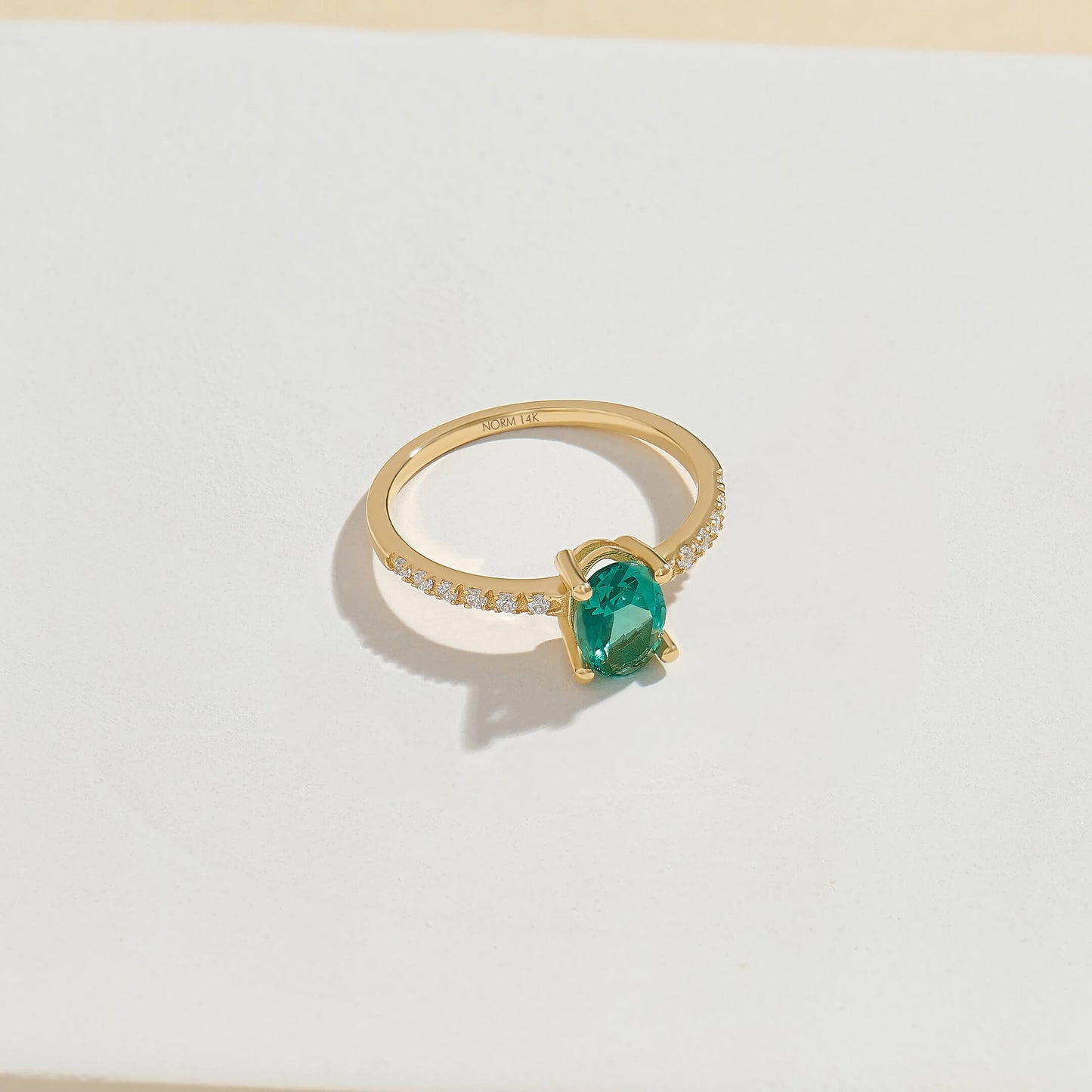 Emerald Oval Solitaire Ring in Gold