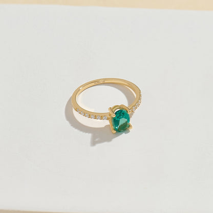 Emerald Oval Solitaire Ring in Gold