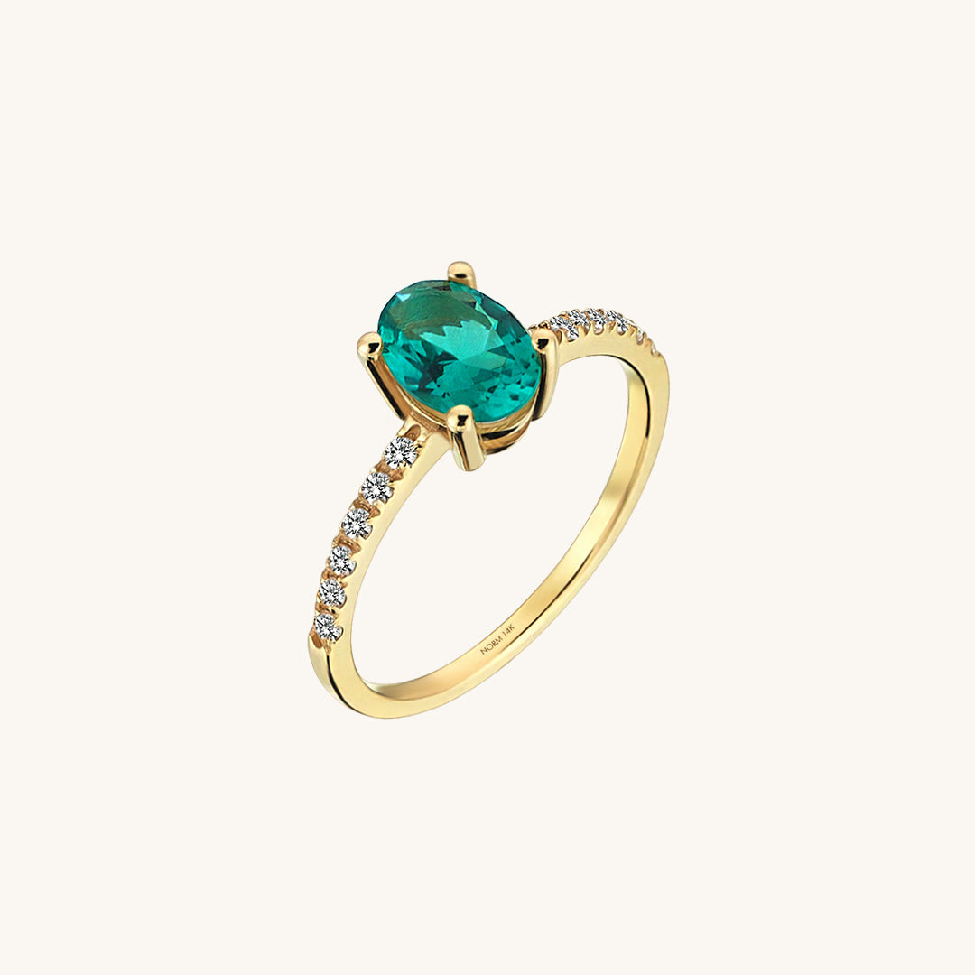 Emerald Oval Solitaire Ring in Gold