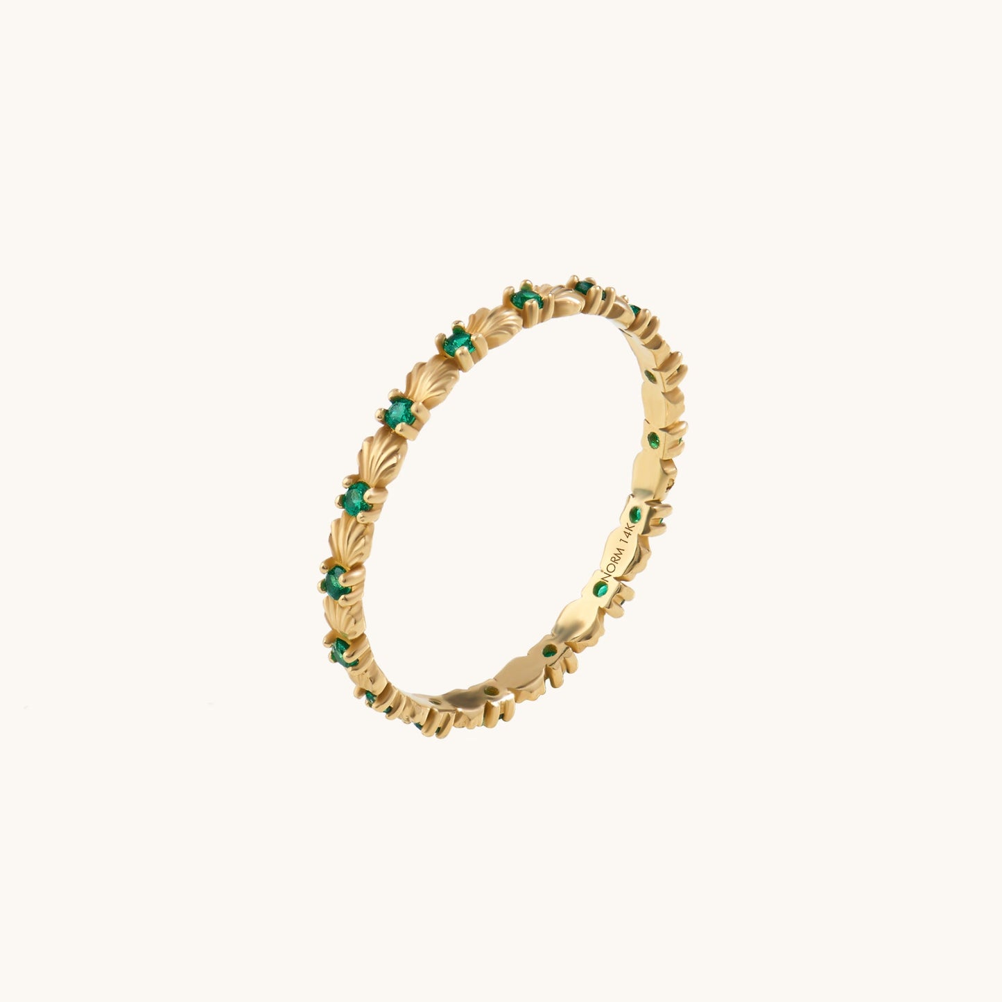 Emerald Seashell Eternity Ring in Gold