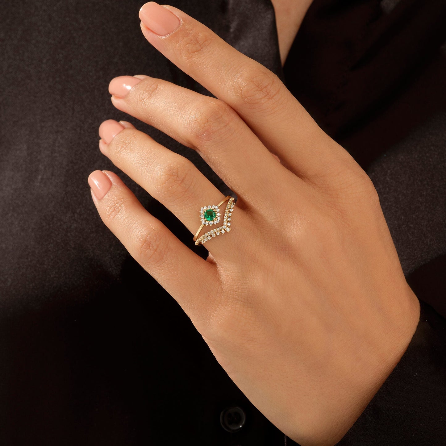 Emerald Solitaire Ring in Gold