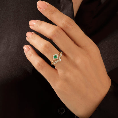 Emerald Solitaire Ring in Gold