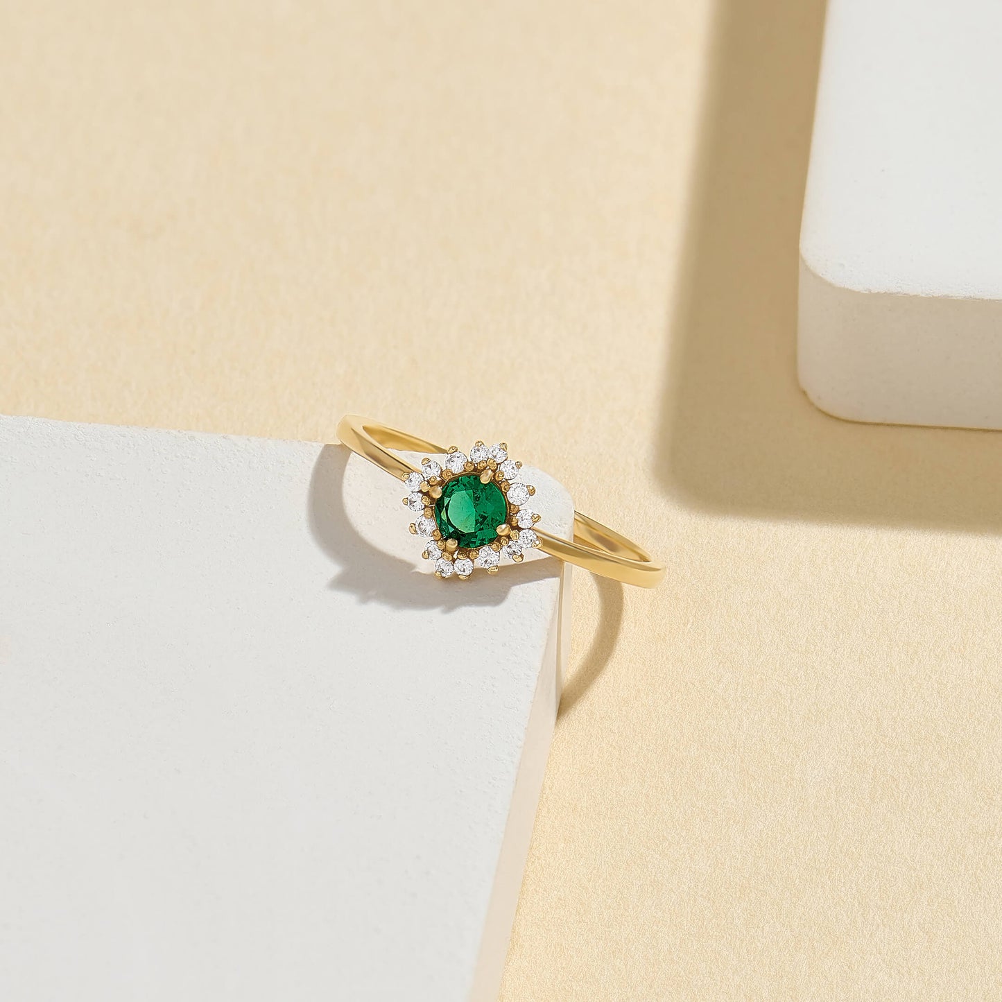 Emerald Solitaire Ring in Gold