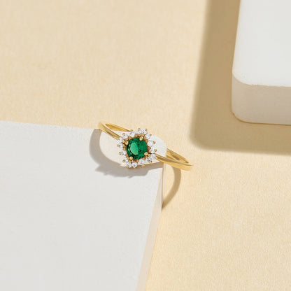 Emerald Solitaire Ring in Gold