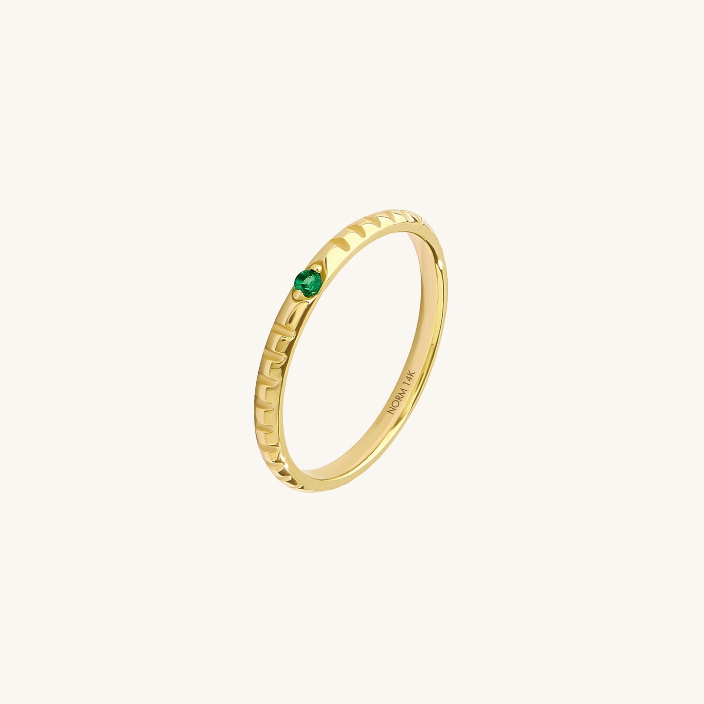 Emerald Solitaire Square Band Ring in Gold