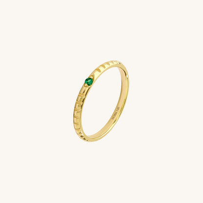 Emerald Solitaire Square Band Ring in Gold