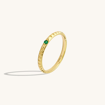 Emerald Solitaire Square Band Ring in Gold