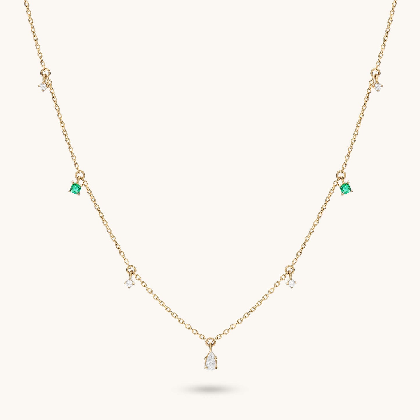 Emerald Station Necklace in Gold