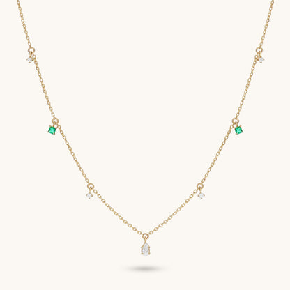 Emerald Station Necklace in Gold