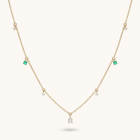 Emerald Station Necklace in Gold