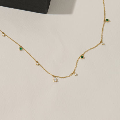 Emerald Station Necklace in Gold