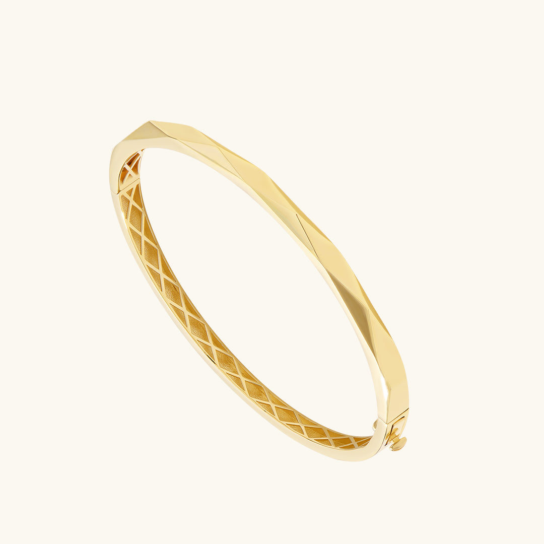 Faceted Bangle Bracelet in Gold