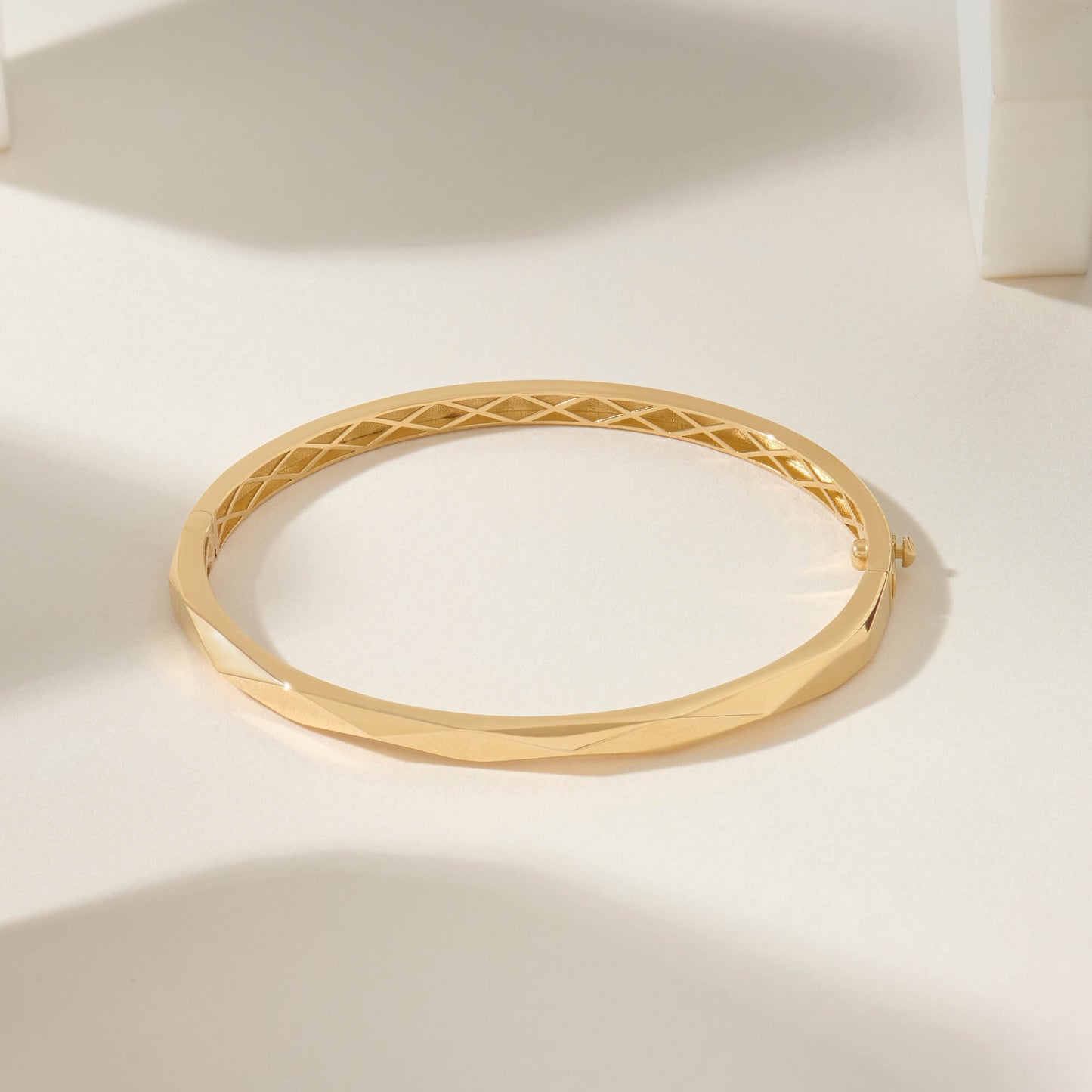 Faceted Bangle Bracelet in Gold