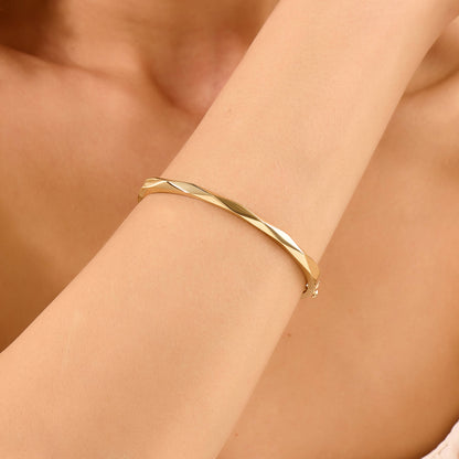 Faceted Bangle Bracelet in Gold