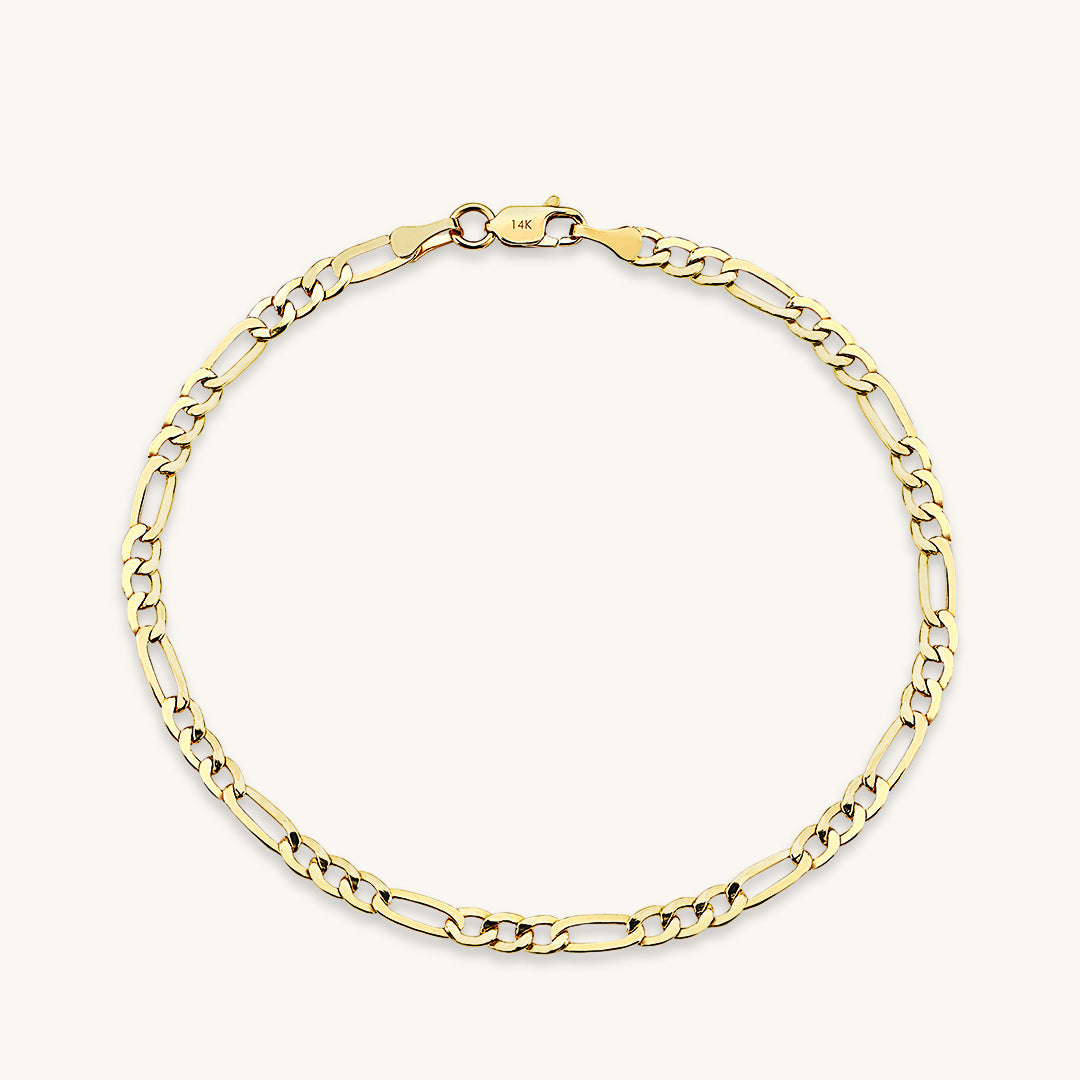 Figaro Chain Bracelet in Gold