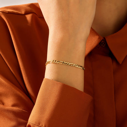 Figaro Chain Bracelet in Gold