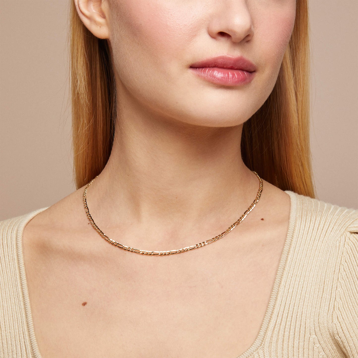 Figaro Chain Necklace in Gold