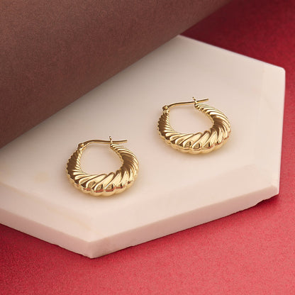 Flat Croissant Hoop Earrings in Gold