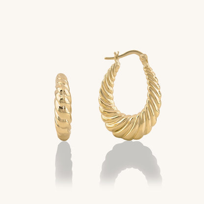 Flat Croissant Hoop Earrings in Gold