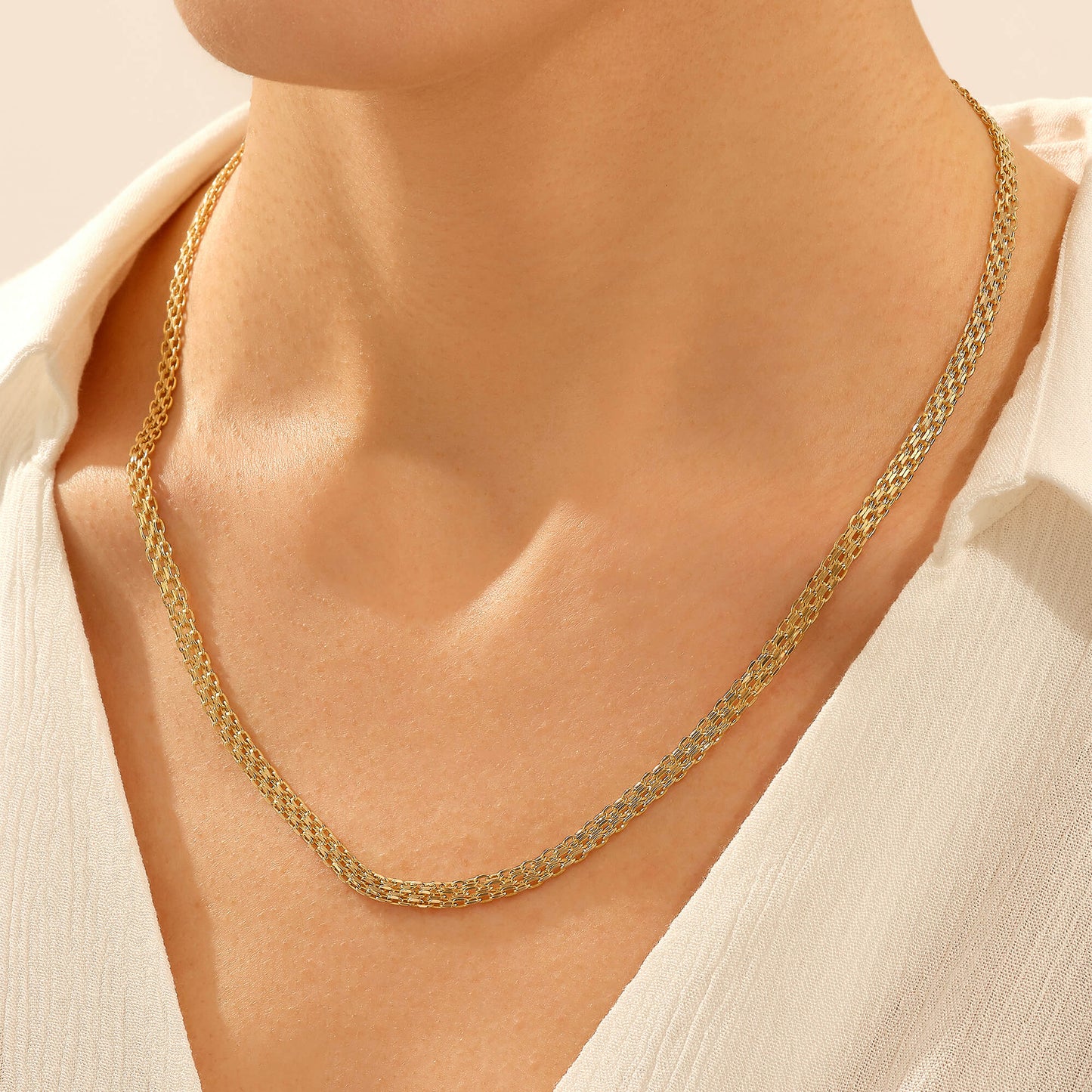 Flat Chain Necklace in Gold