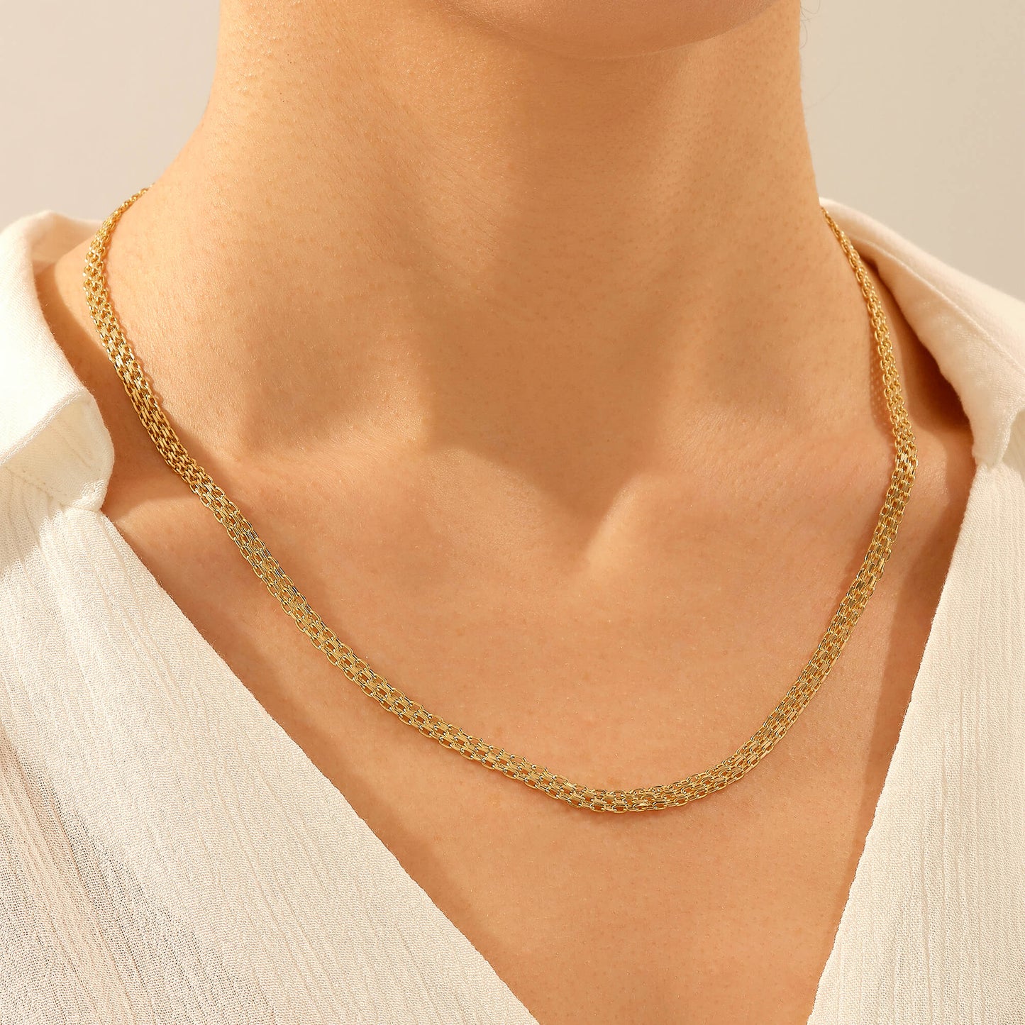 Flat Chain Necklace in Gold