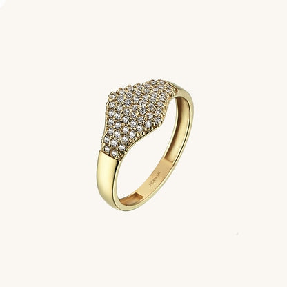 Flat Pave Signet Ring in Gold