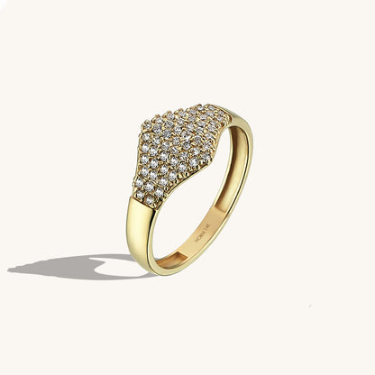 Flat Pave Signet Ring in Gold