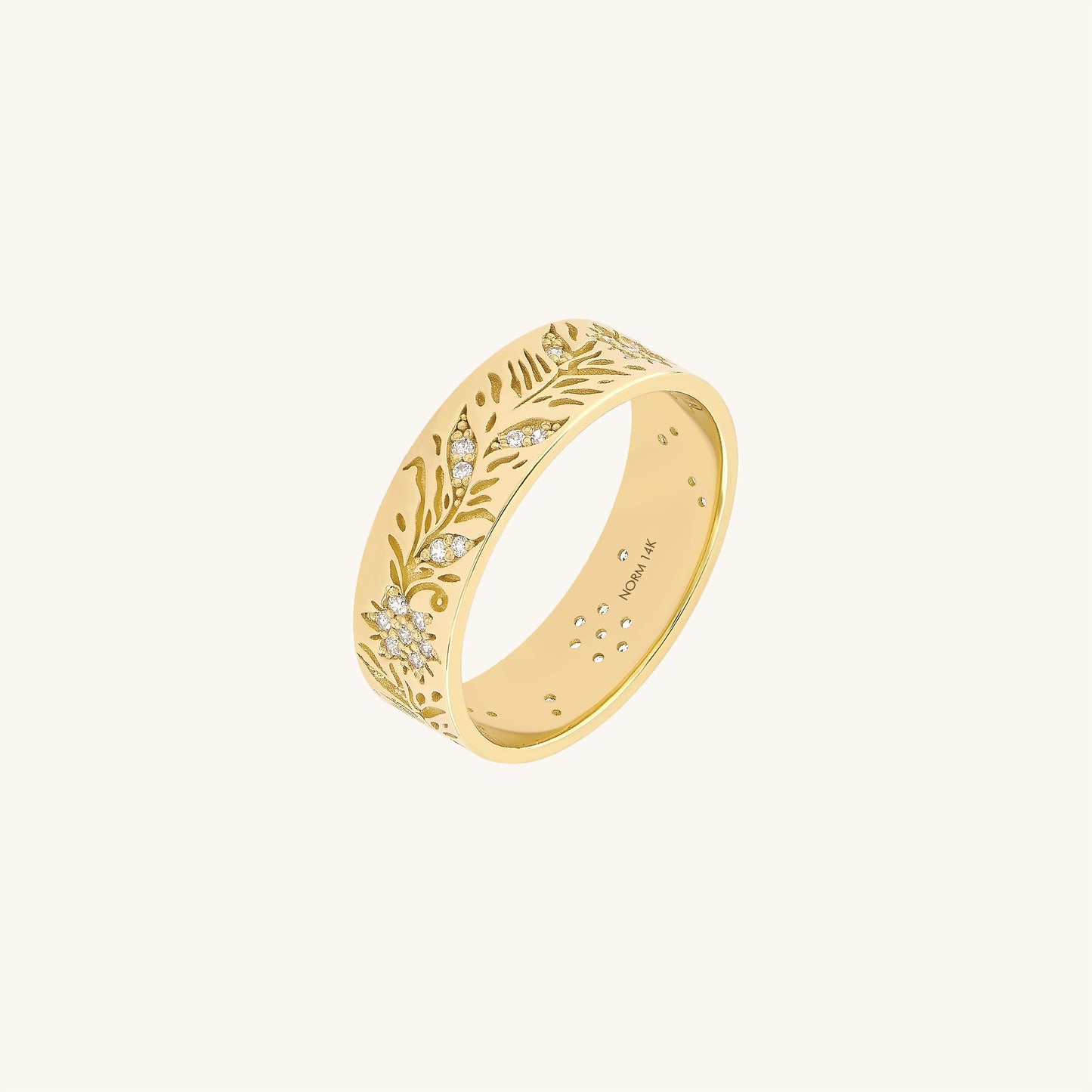 Floral Diamond Band Ring in Gold