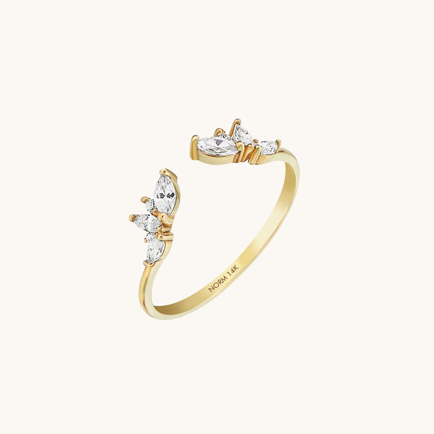 Floral Open Curve Ring in Gold