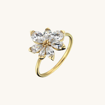 Flower Gemstone Ring in Gold
