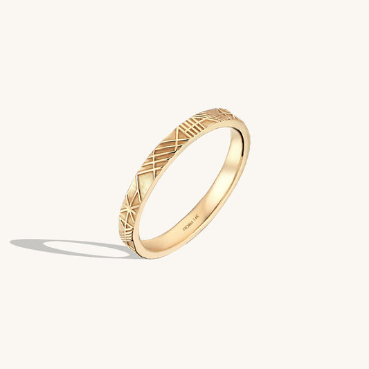 Geometric Band Ring in Gold