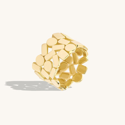 Geometric Cigar Band Ring in Gold