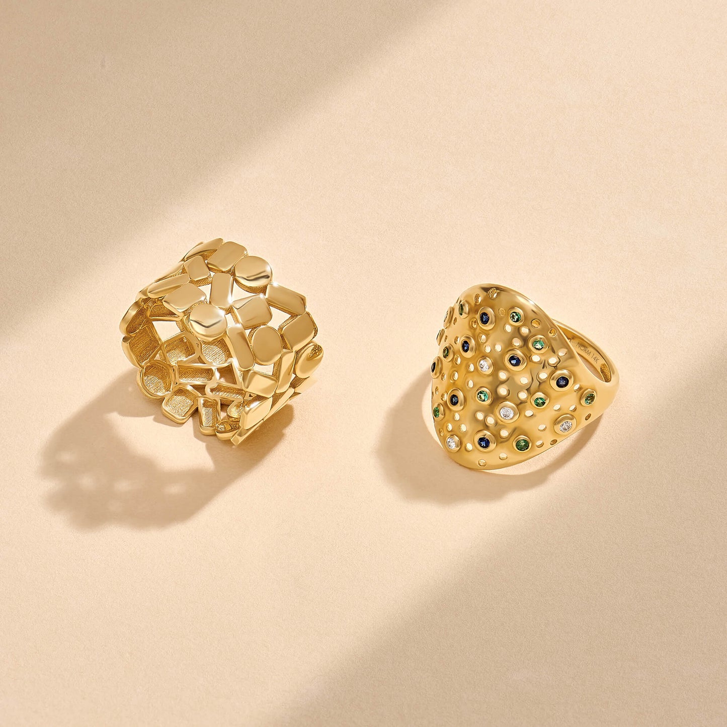 Geometric Cigar Band Ring in Gold