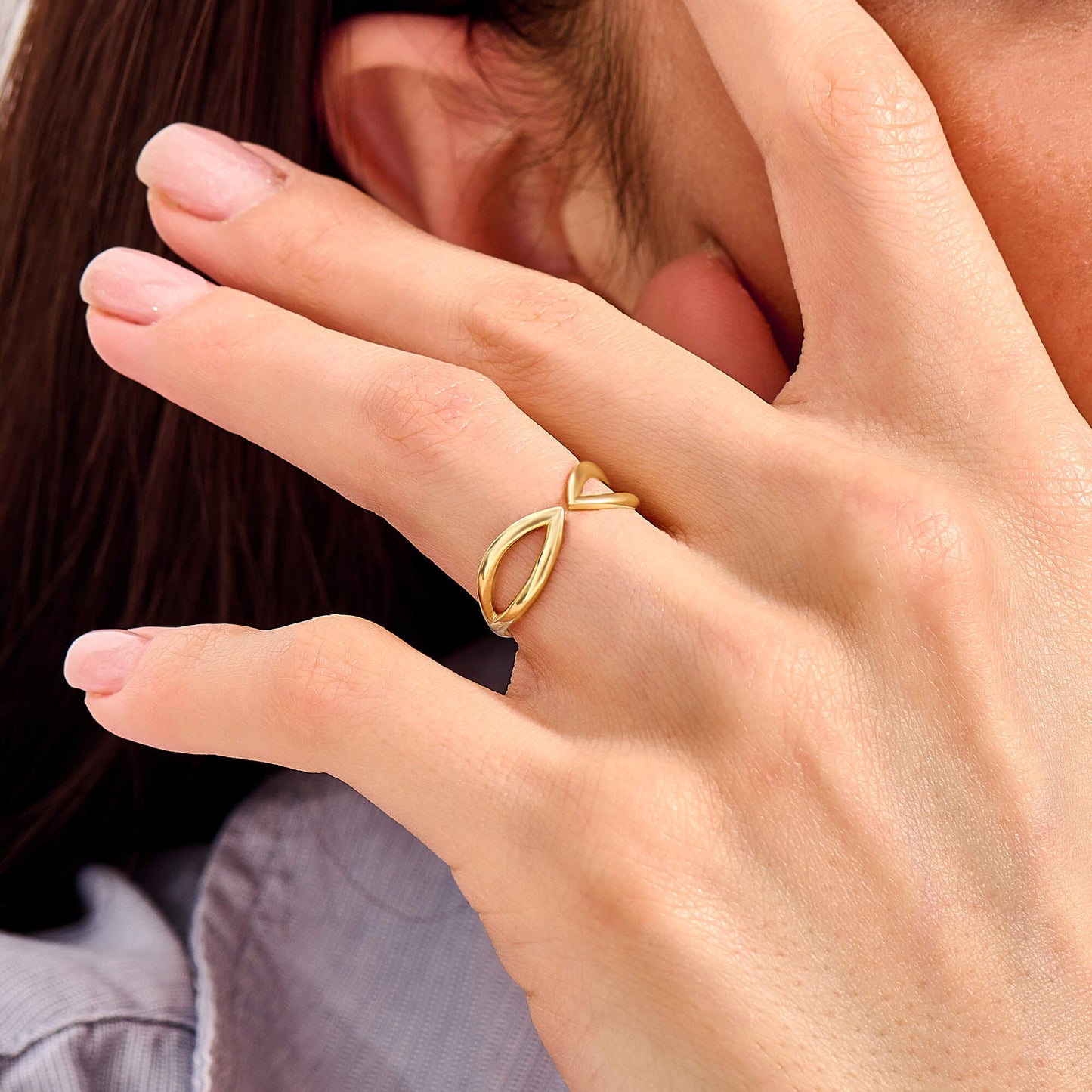 Geometric Open Claw Ring in Gold