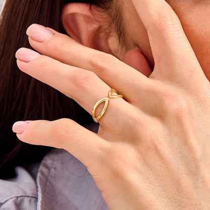 Geometric Open Claw Ring in Gold
