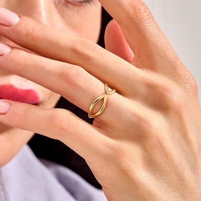 Geometric Open Claw Ring in Gold