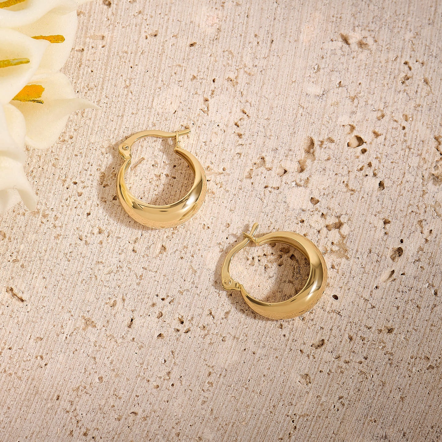 Globe Hoop Earrings in Gold