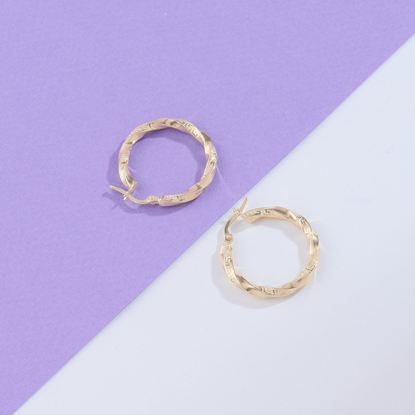 Greek Twist Hoop Earrings in Gold