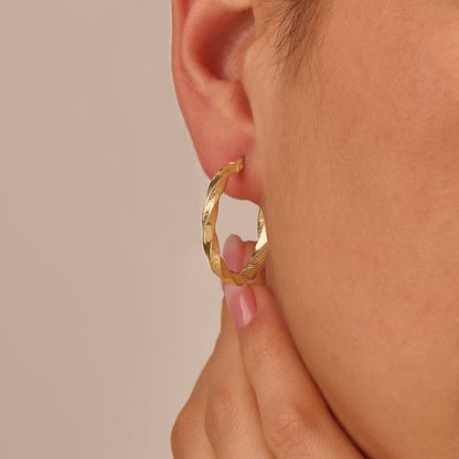 Greek Twist Hoop Earrings in Gold