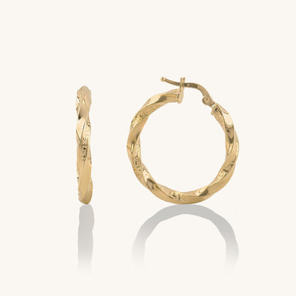 Greek Twist Hoop Earrings in Gold