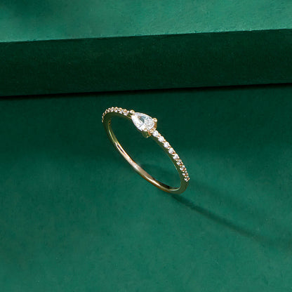 Half Eternity Pear Ring in Gold